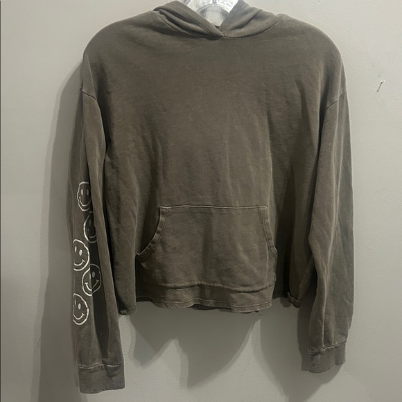 special cultural Tops - Casual Olive Smiley Face Hoodie